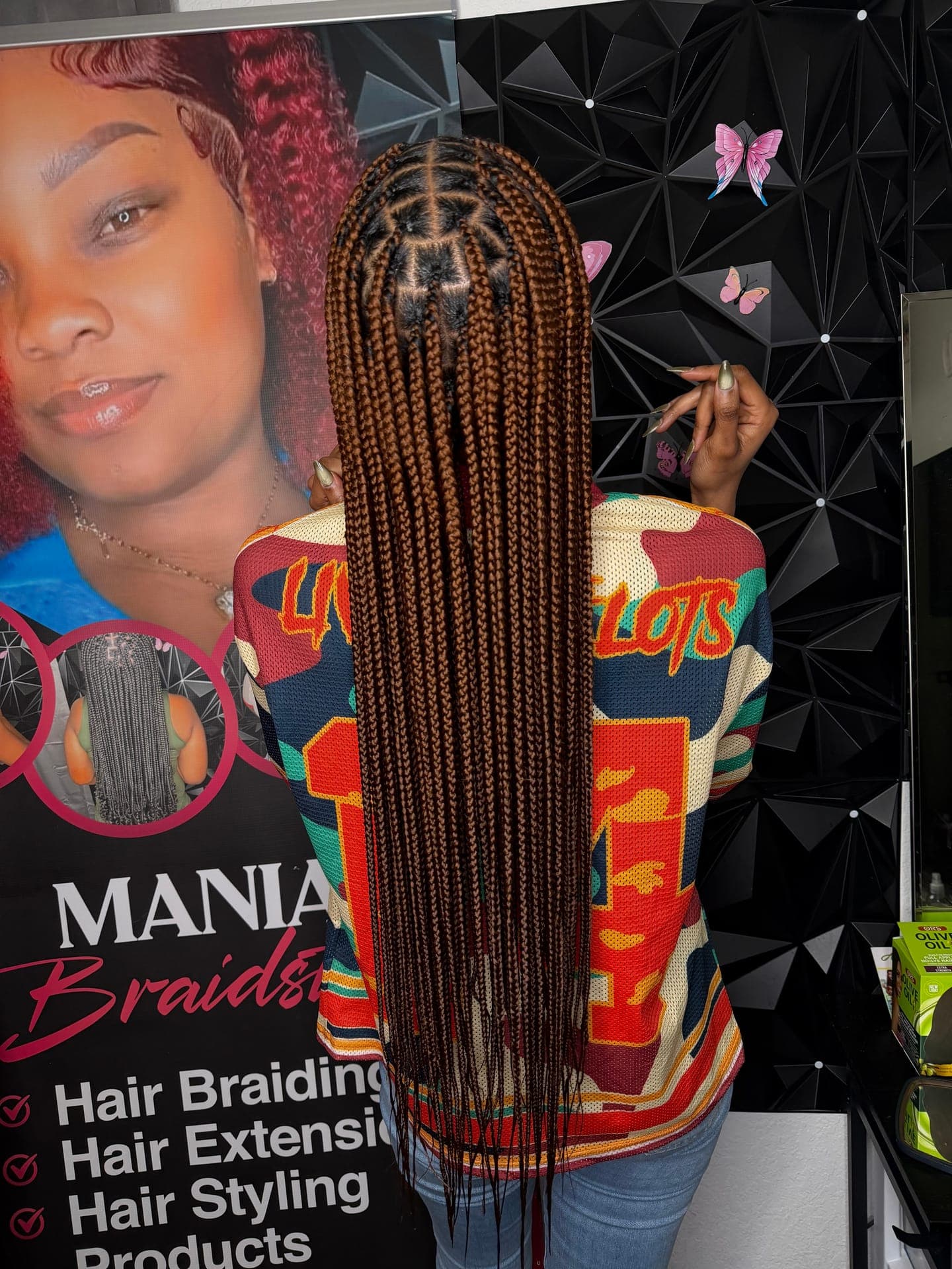 Caramel and brown box braids