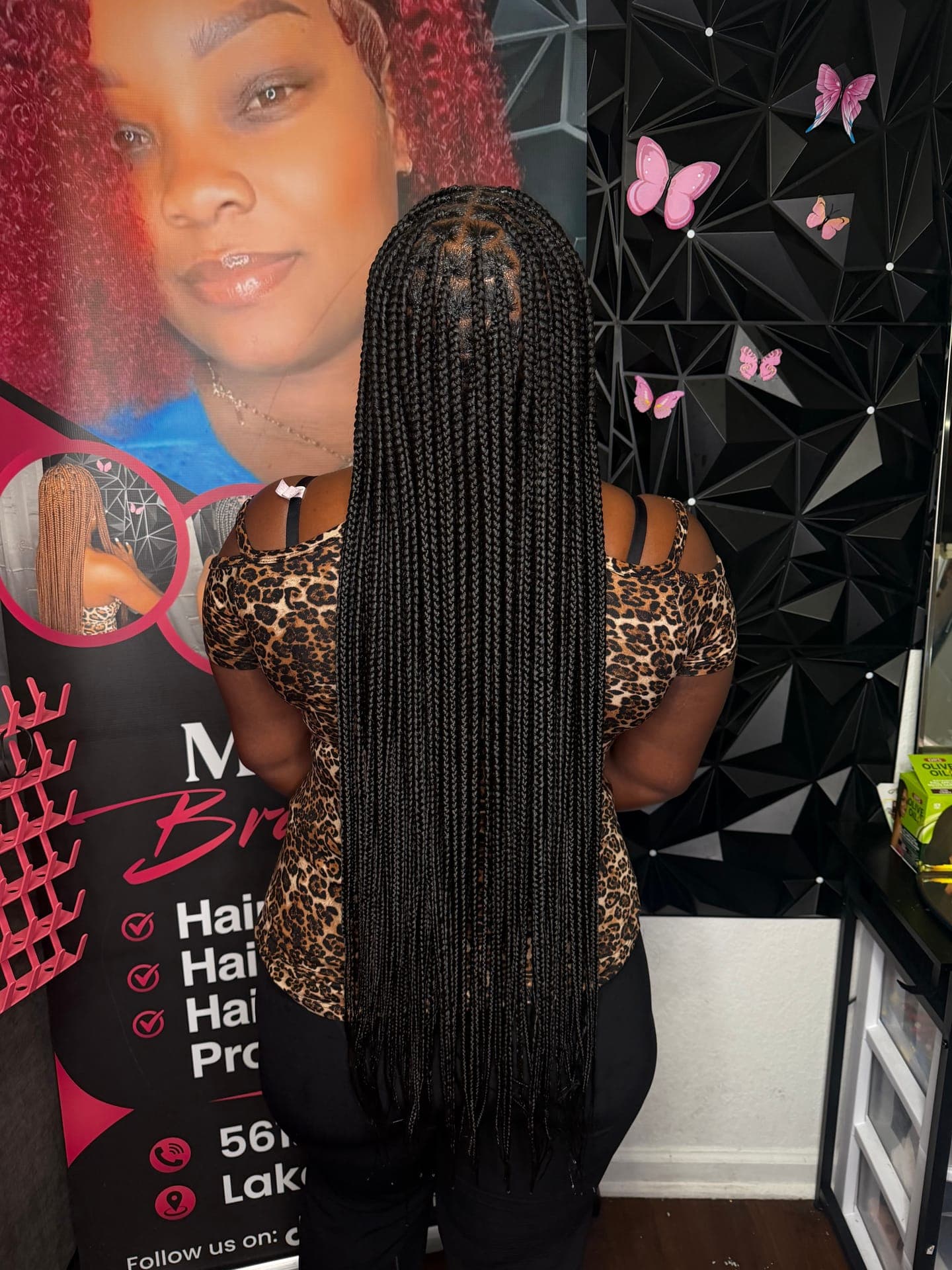Sleek box braids, back view