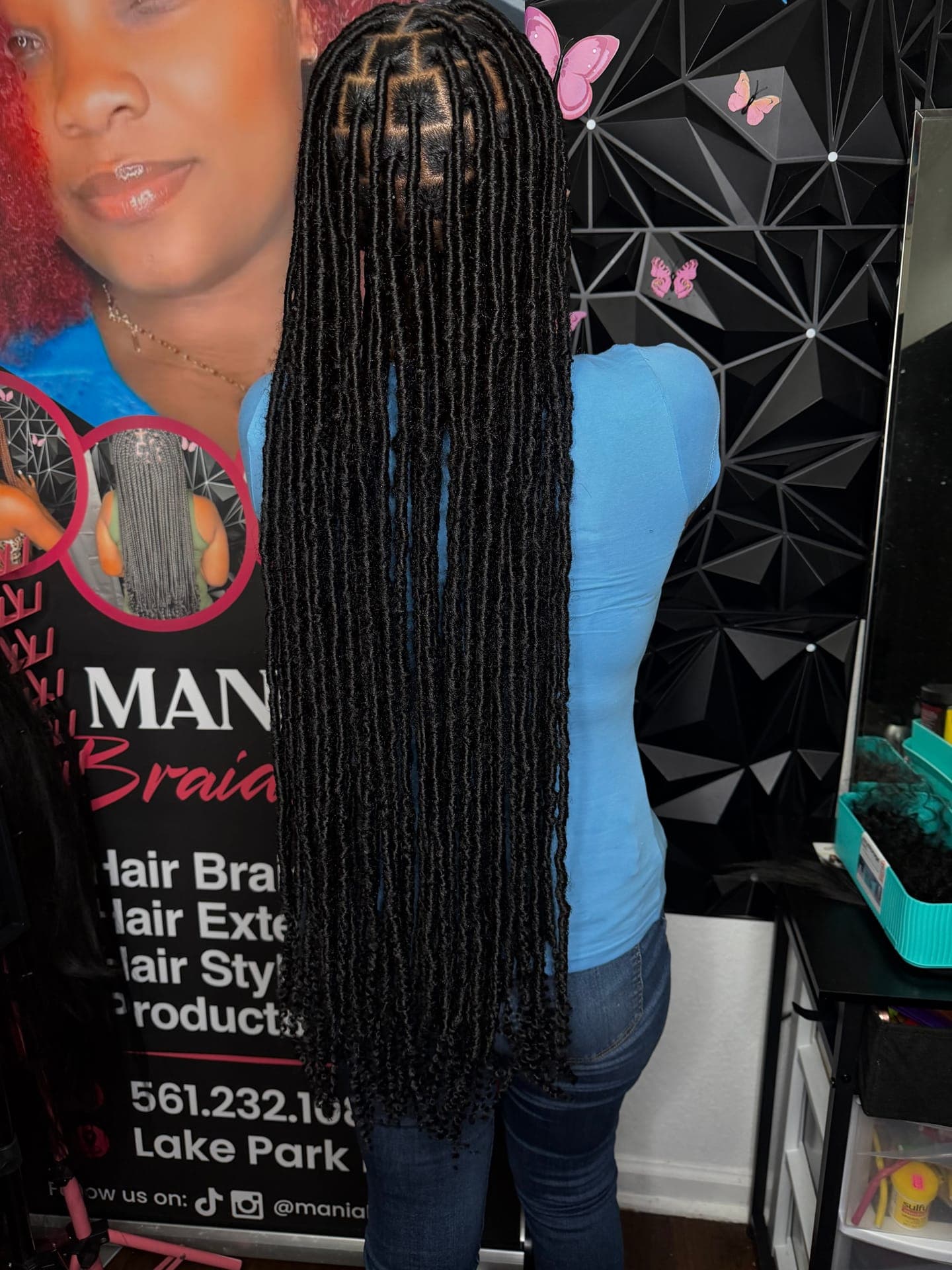Sleek long box braids, back view