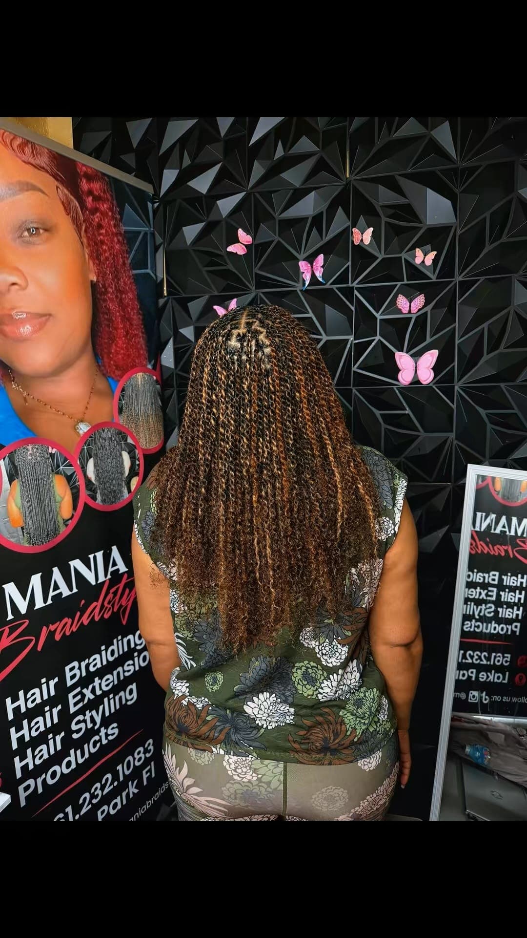 Back-of-head view of caramel ombre senegalese twists
